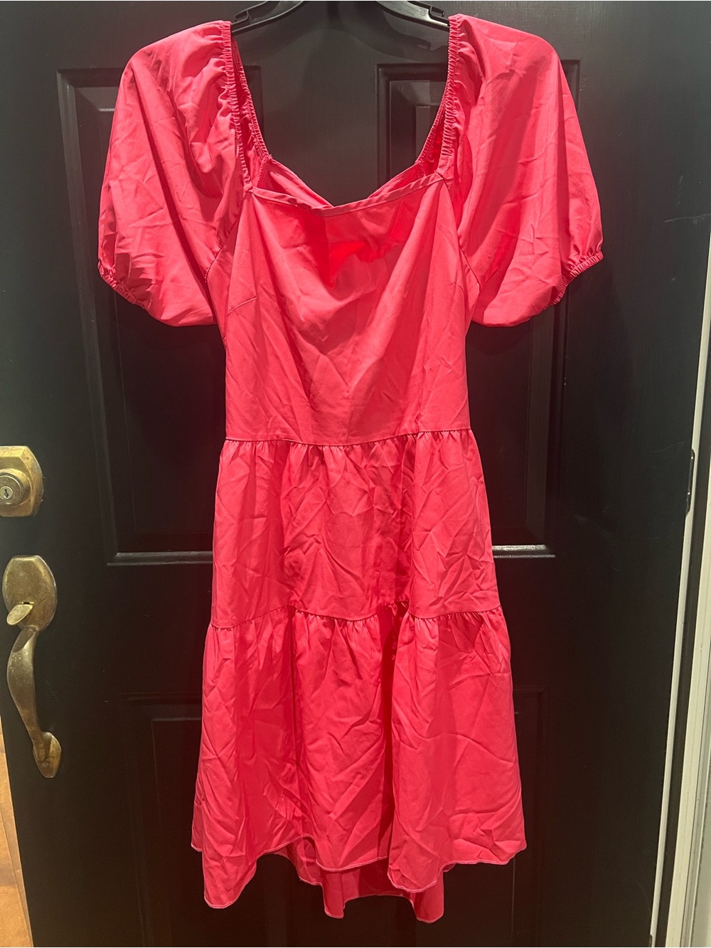 SHEIN Hot Punk Puff-Sleeve Tiered Midi Dress